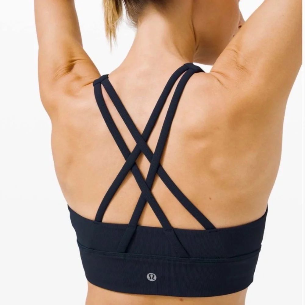 Lululemon Energy Bra High Neck Long‎ Line Ribbed Navy Women's 8 W2CK8S L